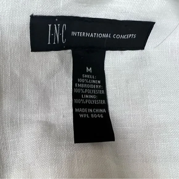INC white linen embellished jacket. Size M - Picture 7 of 8